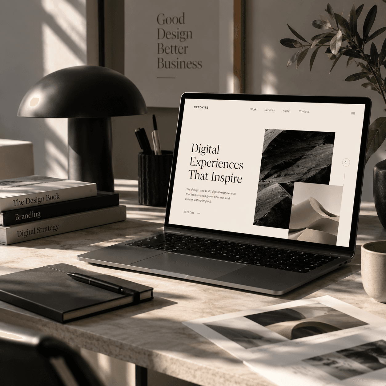 Designing on a laptop